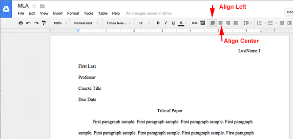 Mla essay format name