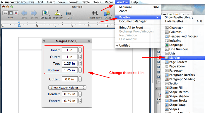 adding page numbers in nisus writer pro