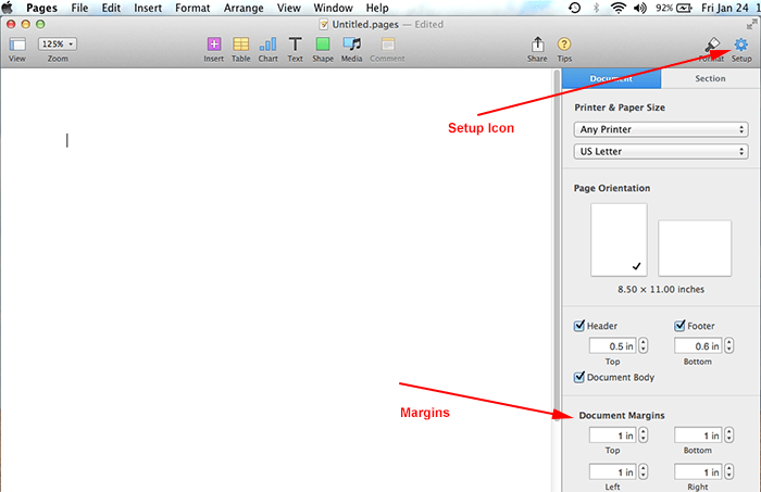set the header pages on word for mac
