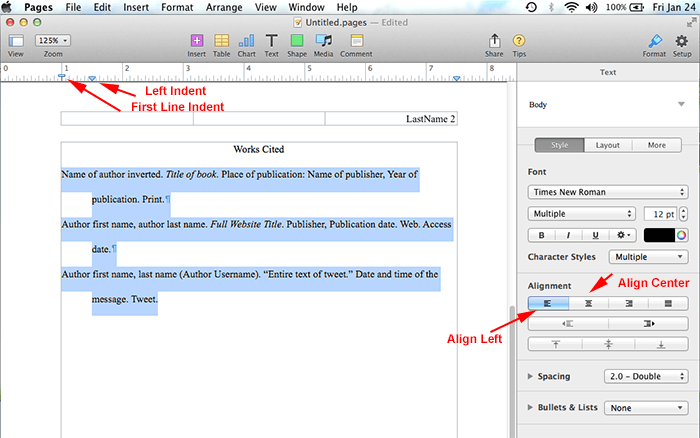 how do you do a hanging indent on word for mac?