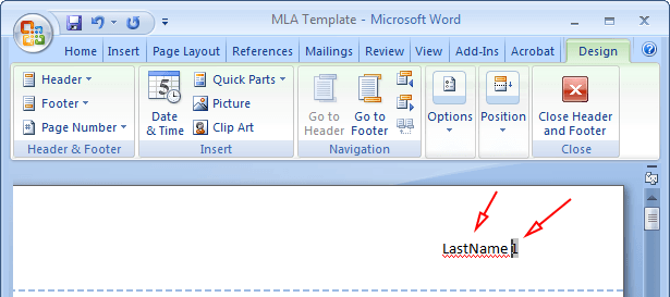 format page numbers in word 2007