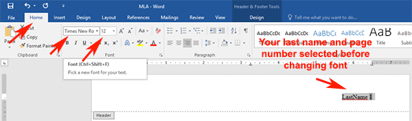 change font of line numbering for word for mac