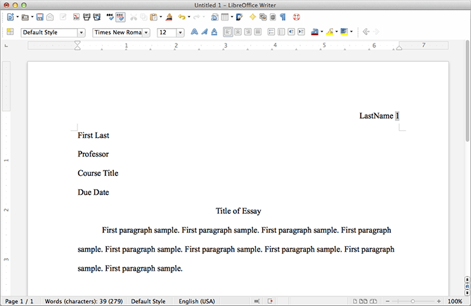 apa essay without title page