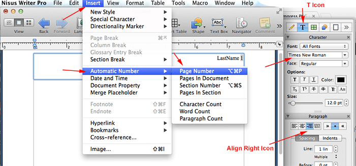 nisus writer pro set margins