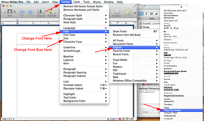 find italic text in nisus writer pro