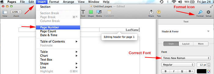 word for mac insert header