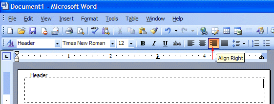 how to set and save header in word 2003